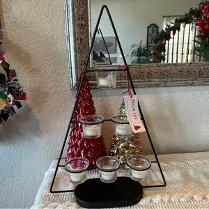 Bella Lux Collection de Noel Black Iron Tree Tealight Candle Holder
